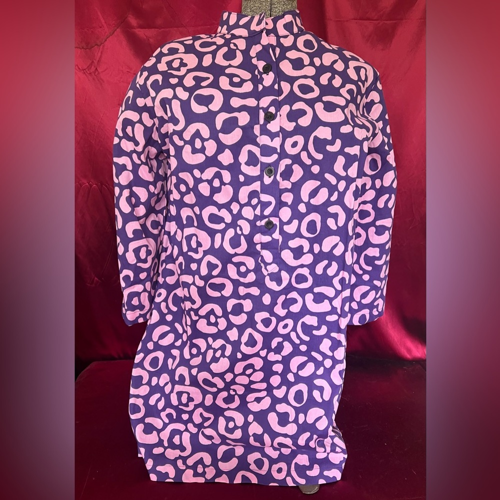 NWT Nooworks Purple & Pink Leopard Print Button-Front Minidress